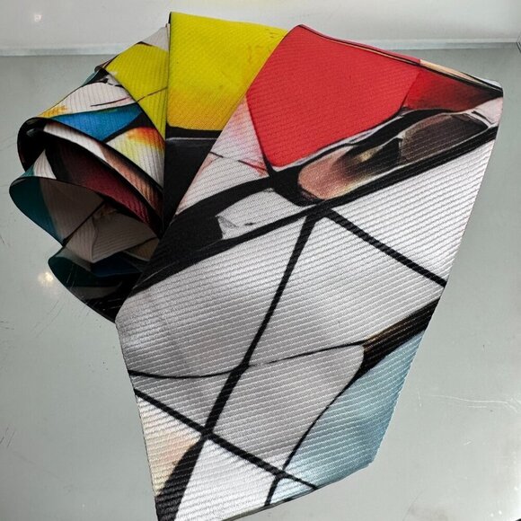 Modernist Tie Retro Designer Menswear Tie Necktie Mid Century Painting Abstract - Picture 4 of 7